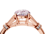 Rose gold Fancy Pink Oval  Brilliant Solitaire with Pave Band and Four-Prong Setting_24