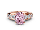Rose gold Fancy Pink Oval  Brilliant Solitaire with Side Stones on a Pave Band and Four-Prong Setting_24