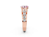 Rose gold Fancy Pink Oval  Brilliant Solitaire with Side Stones on a Pave Band and Four-Prong Setting_26