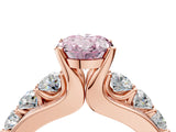 Rose gold Fancy Pink Oval  Brilliant Solitaire with Side Stones on a Pave Band and Four-Prong Setting_28