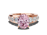 Rose gold Fancy Pink Oval  Brilliant Solitaire with Side Stones on a Pave Band and Four-Prong Setting_37