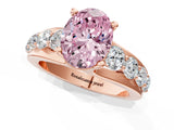 Rose gold Fancy Pink Oval  Brilliant Solitaire with Side Stones on a Pave Band and Four-Prong Setting_38