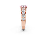 Rose gold Fancy Pink Oval  Brilliant Solitaire with Side Stones on a Pave Band and Four-Prong Setting_39