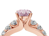 Rose gold Fancy Pink Oval  Brilliant Solitaire with Side Stones on a Pave Band and Four-Prong Setting_41