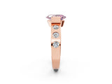 Rose gold Fancy Pink Oval Cut Brilliant Channel-Set Diamond Ring with Bezel Prong Setting_2