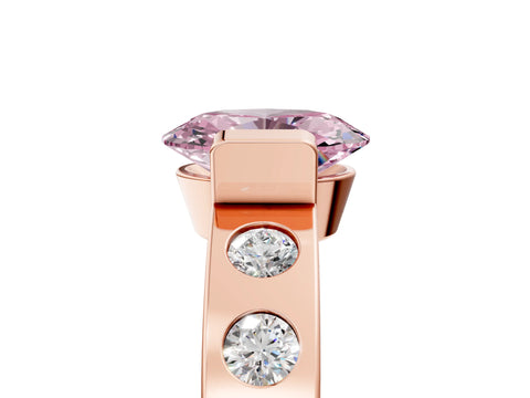 Rose gold Fancy Pink Oval Cut Brilliant Channel-Set Diamond Ring with Bezel Prong Setting_5