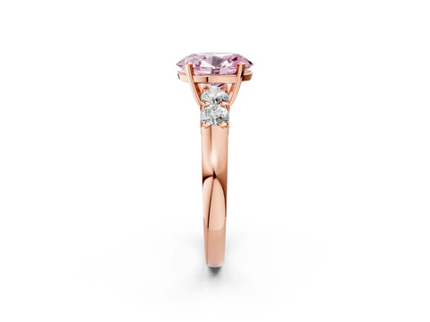 Rose gold Fancy Pink Oval Cut Brilliant Diamond Five-Stone Engagement Ring with Prong Setting on a Classic Band_5