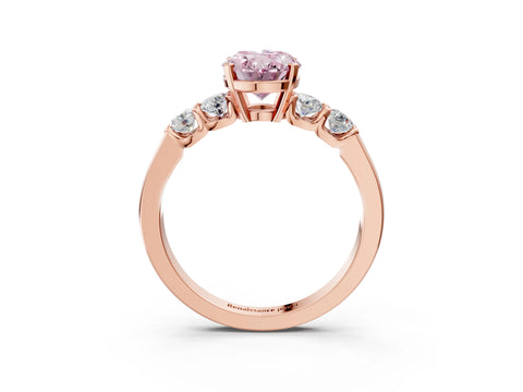 Rose gold Fancy Pink Oval Cut Brilliant Diamond Five-Stone Engagement Ring with Prong Setting on a Classic Band_6