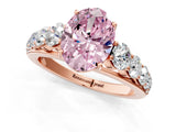 Rose gold Fancy Pink Oval Cut Brilliant Diamond Pavé Band with Six-Prong Setting_1
