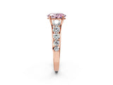 Rose gold Fancy Pink Oval Cut Brilliant Diamond Pavé Band with Six-Prong Setting_14