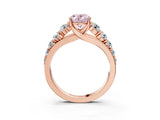 Rose gold Fancy Pink Oval Cut Brilliant Diamond Pavé Band with Six-Prong Setting_15