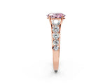 Rose gold Fancy Pink Oval Cut Brilliant Diamond Pavé Band with Six-Prong Setting_2