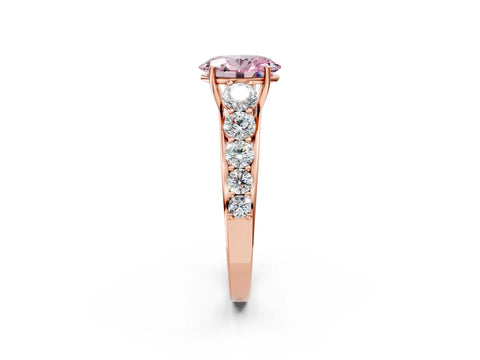 Rose gold Fancy Pink Oval Cut Brilliant Diamond Pavé Band with Six-Prong Setting_2