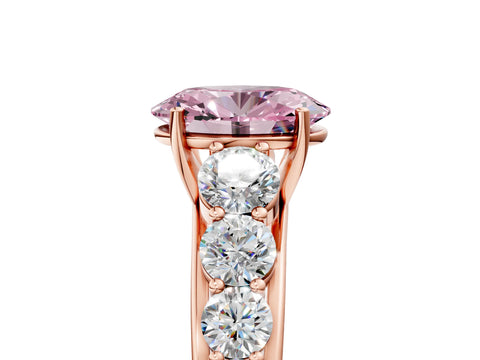 Rose gold Fancy Pink Oval Cut Brilliant Diamond Pavé Band with Six-Prong Setting_5
