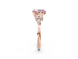 Rose gold Fancy Pink Oval Cut Brilliant Diamond Solitaire Ring with Pear Side Stones and Four-Prong Setting_5
