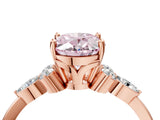 Rose gold Fancy Pink Oval Cut Brilliant Diamond Solitaire Ring with Pear Side Stones and Four-Prong Setting_7