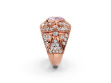 Rose gold Fancy Pink Oval Cut Brilliant Halo Pave Diamond Milgrain Ring_2