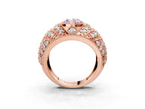 Rose gold Fancy Pink Oval Cut Brilliant Halo Pave Diamond Milgrain Ring_3