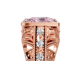 Rose gold Fancy Pink Oval Cut Brilliant Milgrain Filigree Diamond Ring with Square Prong Setting_11