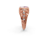 Rose gold Fancy Pink Oval Cut Brilliant Milgrain Filigree Diamond Ring with Square Prong Setting_2