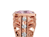 Rose gold Fancy Pink Oval Cut Brilliant Milgrain Filigree Diamond Ring with Square Prong Setting_5