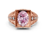 Rose gold Fancy Pink Oval Cut Brilliant Milgrain Filigree Diamond Ring with Square Prong Setting_6