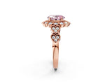 Rose gold Fancy Pink Oval Cut Brilliant Milgrain Pave Heart Band Solitaire Ring_2