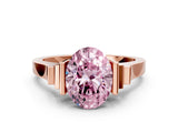 Rose gold Fancy Pink Oval Cut Brilliant Solitaire Diamond Ring with Channel Set Band and Bar Prong Setting