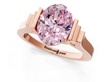 Rose gold Fancy Pink Oval Cut Brilliant Solitaire Diamond Ring with Channel Set Band and Bar Prong Setting_1