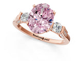 Rose gold Fancy Pink Oval Cut Brilliant Three-Stone Pave Band with Four-Prong Setting_1