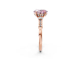 Rose gold Fancy Pink Oval Cut Brilliant Three-Stone Pave Band with Four-Prong Setting_2