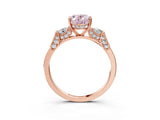 Rose gold Fancy Pink Oval Cut Brilliant Three-Stone Pave Band with Four-Prong Setting_3