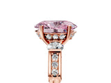 Rose gold Fancy Pink Oval Cut Brilliant Three-Stone Pave Band with Four-Prong Setting_5
