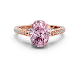 Rose gold Fancy Pink Oval  Cut Cathedral Pave Diamond Engagement Ring with Six-Prong Setting_32