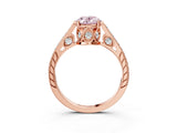 Rose gold Fancy Pink Oval  Cut Cathedral Pave Diamond Engagement Ring with Six-Prong Setting_35