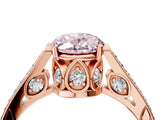 Rose gold Fancy Pink Oval  Cut Cathedral Pave Diamond Engagement Ring with Six-Prong Setting_36