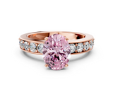 Rose gold Fancy Pink Oval  Cut Channel Set Diamond Engagement Ring with Four-Prong Setting_241