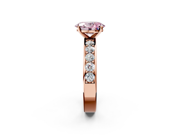 Rose gold Fancy Pink Oval  Cut Channel Set Diamond Engagement Ring with Four-Prong Setting