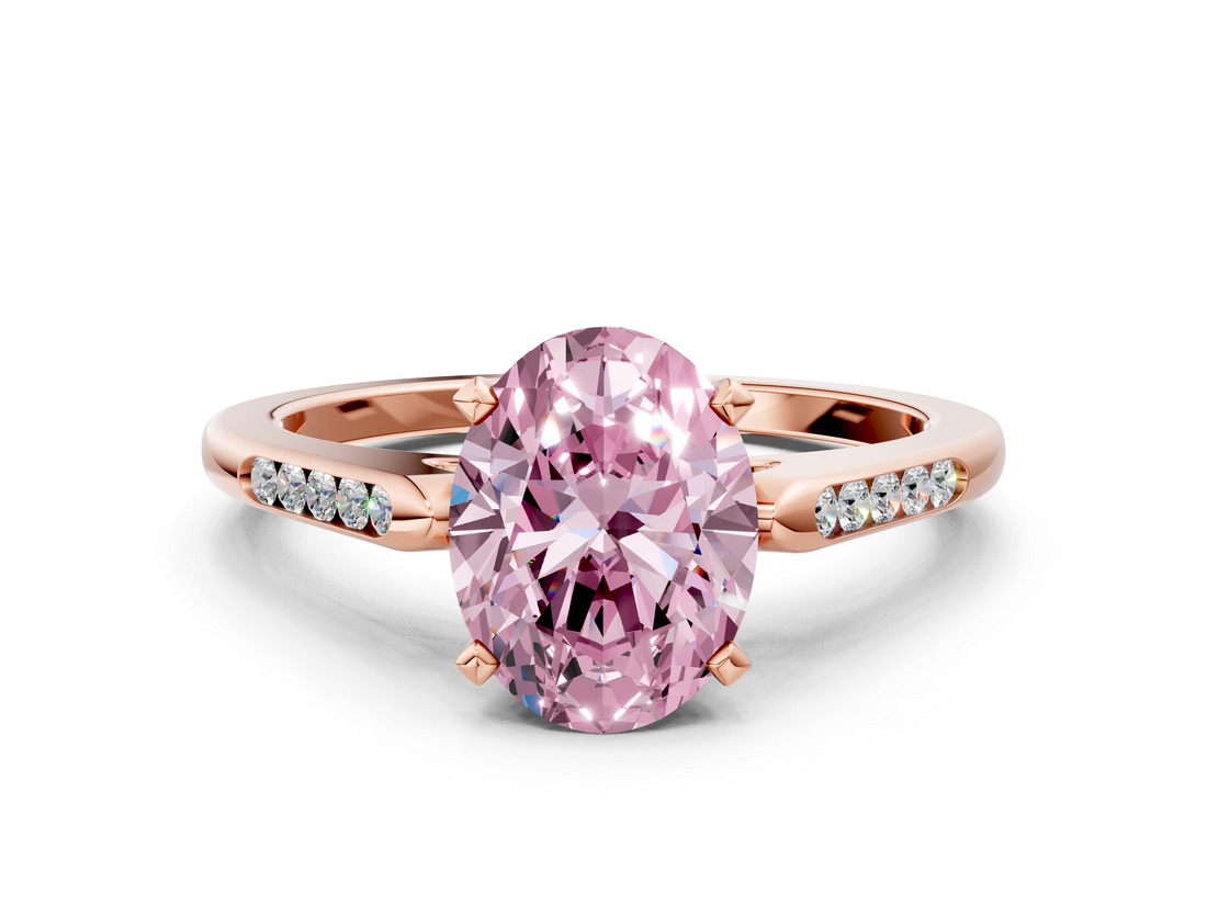 Rose gold Fancy Pink Oval  Cut Channel Set Solitaire Engagement Ring with Four-Prong Setting_220