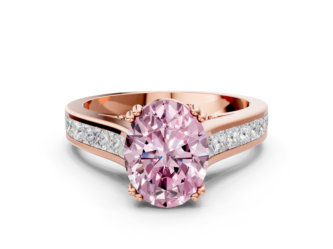 Rose gold Fancy Pink Oval  Cut Channel Set Solitaire Engagement Ring with Prong Setting_20