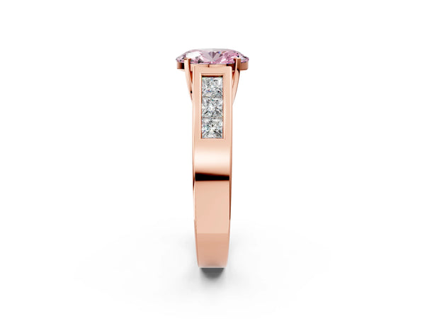 Rose Gold Oval Channel Set Engagement Ring Setting for Fancy Pink Center