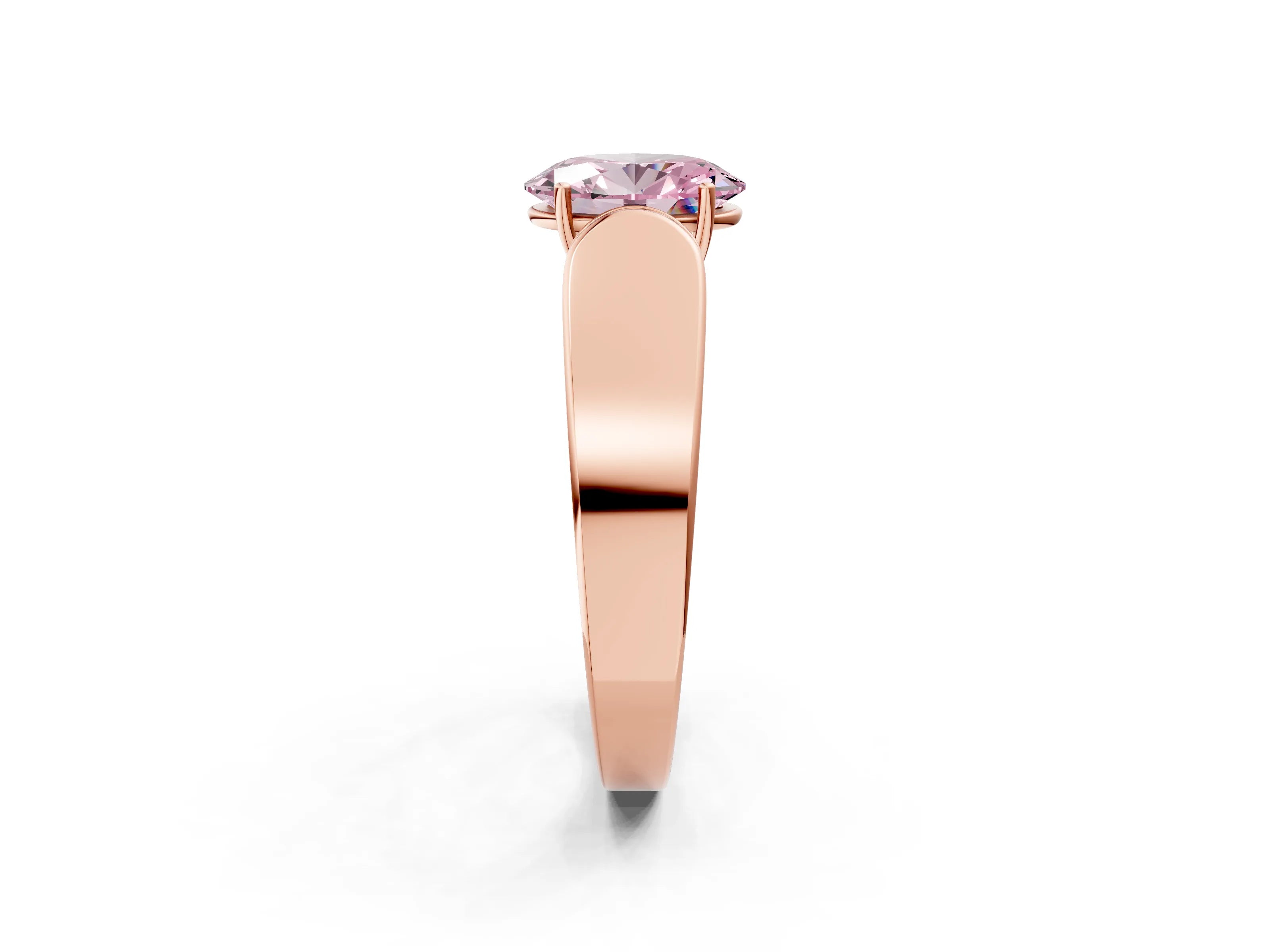 Rose gold Fancy Pink Oval Cut Cut Diamond Channel Set Solitaire Ring with Four-Prong Setting_2
