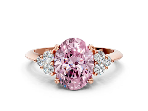 Rose gold Fancy Pink Oval Cut Cut Diamond Cluster Ring with Solitaire Band and Four-Prong Setting_12