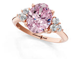 Rose gold Fancy Pink Oval Cut Cut Diamond Cluster Ring with Solitaire Band and Four-Prong Setting_13