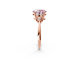 Rose gold Fancy Pink Oval Cut Cut Diamond Cluster Ring with Solitaire Band and Four-Prong Setting_14