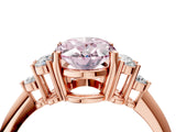 Rose gold Fancy Pink Oval Cut Cut Diamond Cluster Ring with Solitaire Band and Four-Prong Setting_16