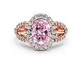 Rose gold Fancy Pink Oval Cut Cut Diamond Halo Engagement Ring with Open Split Pavé Band