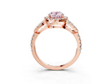 Rose gold Fancy Pink Oval Cut Cut Diamond Halo Engagement Ring with Open Split Pavé Band_3