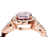 Rose gold Fancy Pink Oval Cut Cut Diamond Halo Engagement Ring with Open Split Pavé Band_4