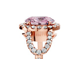 Rose gold Fancy Pink Oval Cut Cut Diamond Halo Engagement Ring with Open Split Pavé Band_5